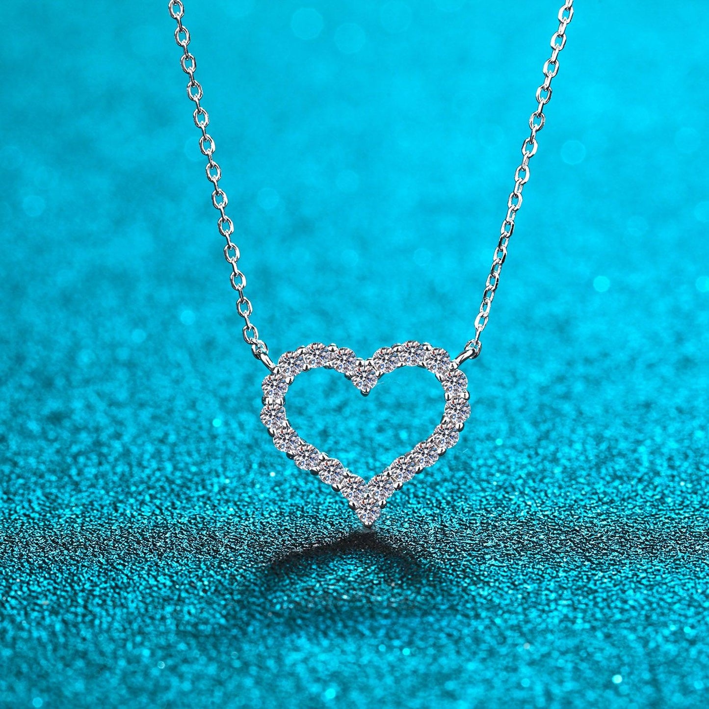 Moissanite 925 Sterling Silver Heart Shape Necklace Carauana Store