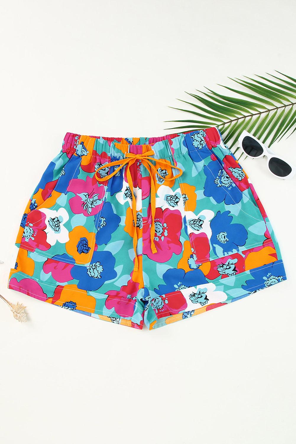 Drawstring Printed High Waist Shorts Carauana Store