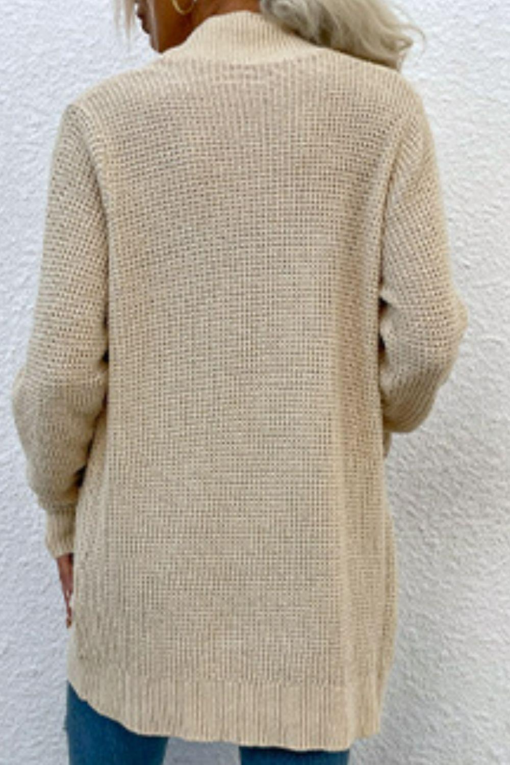 Open Front Rib-Knit Cardigan with Pockets Carauana Store