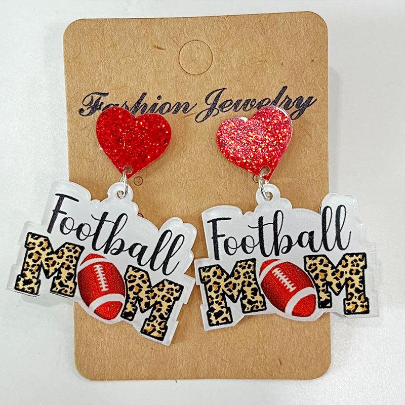 Heart Shape Sports Theme Acrylic Dangle Earrings Carauana Store