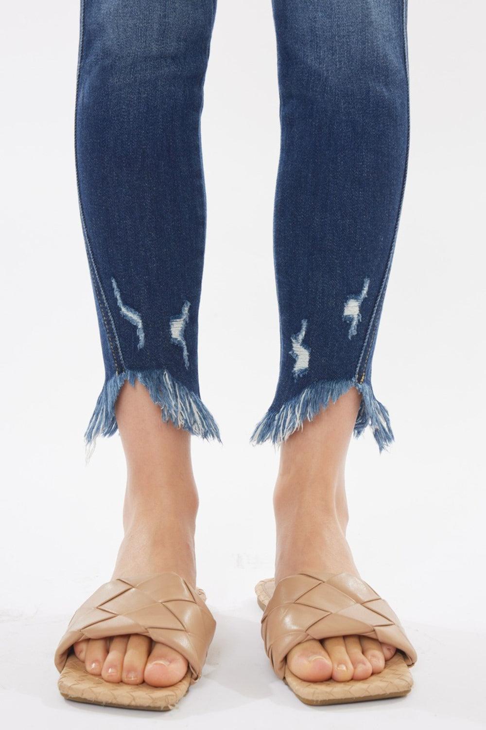 Kancan Raw Hem High Waist Cropped Jeans Carauana Store