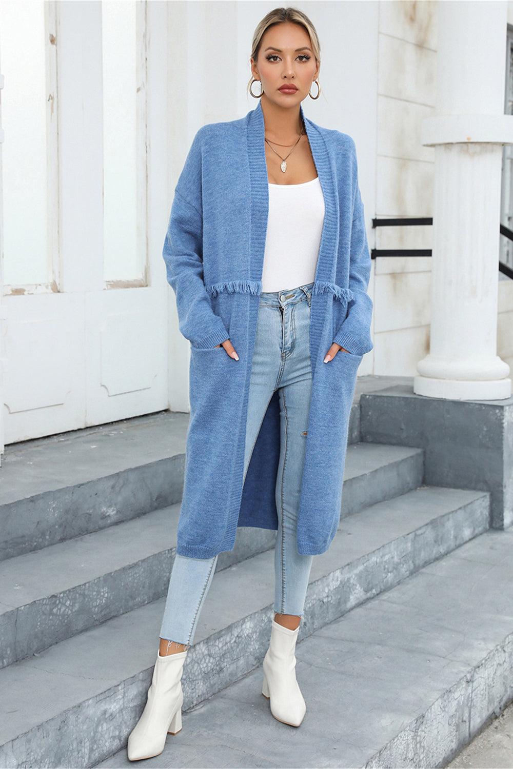 Angel Wings Open Front Pocketed Cardigan Carauana Store