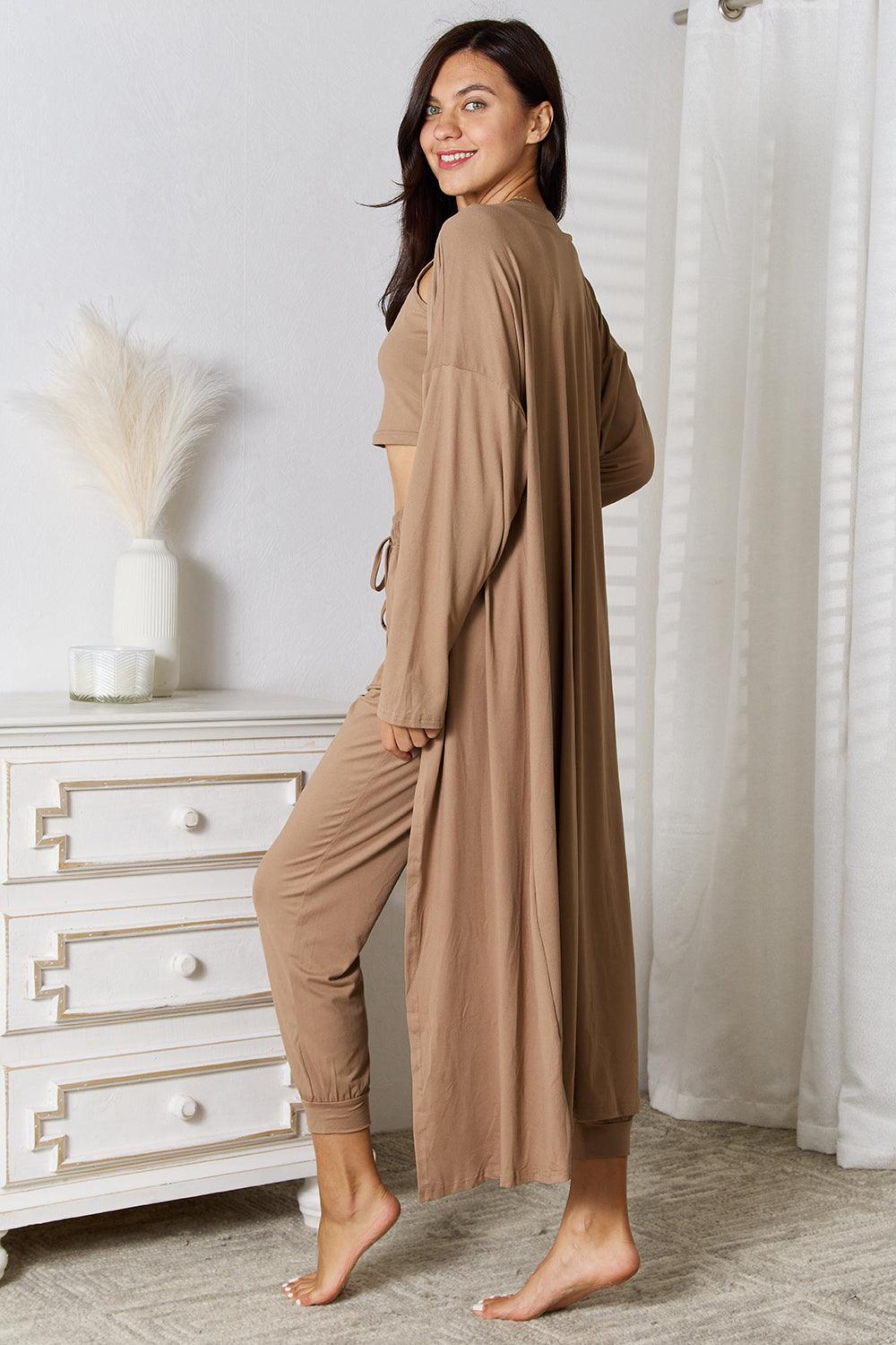 Tank, Pants, and Cardigan Set with Pockets Carauana Store