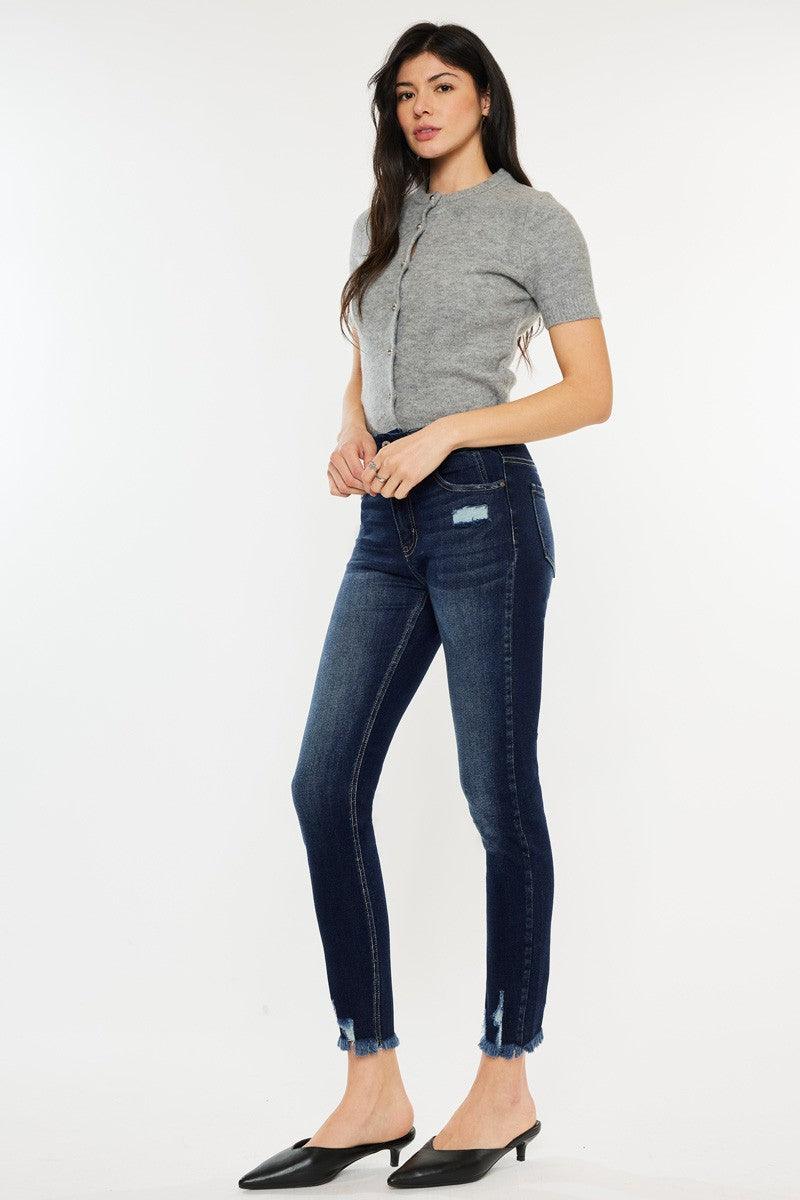 Kancan Full Size Cat's Whiskers Raw Hem High Waist Jeans Carauana Store