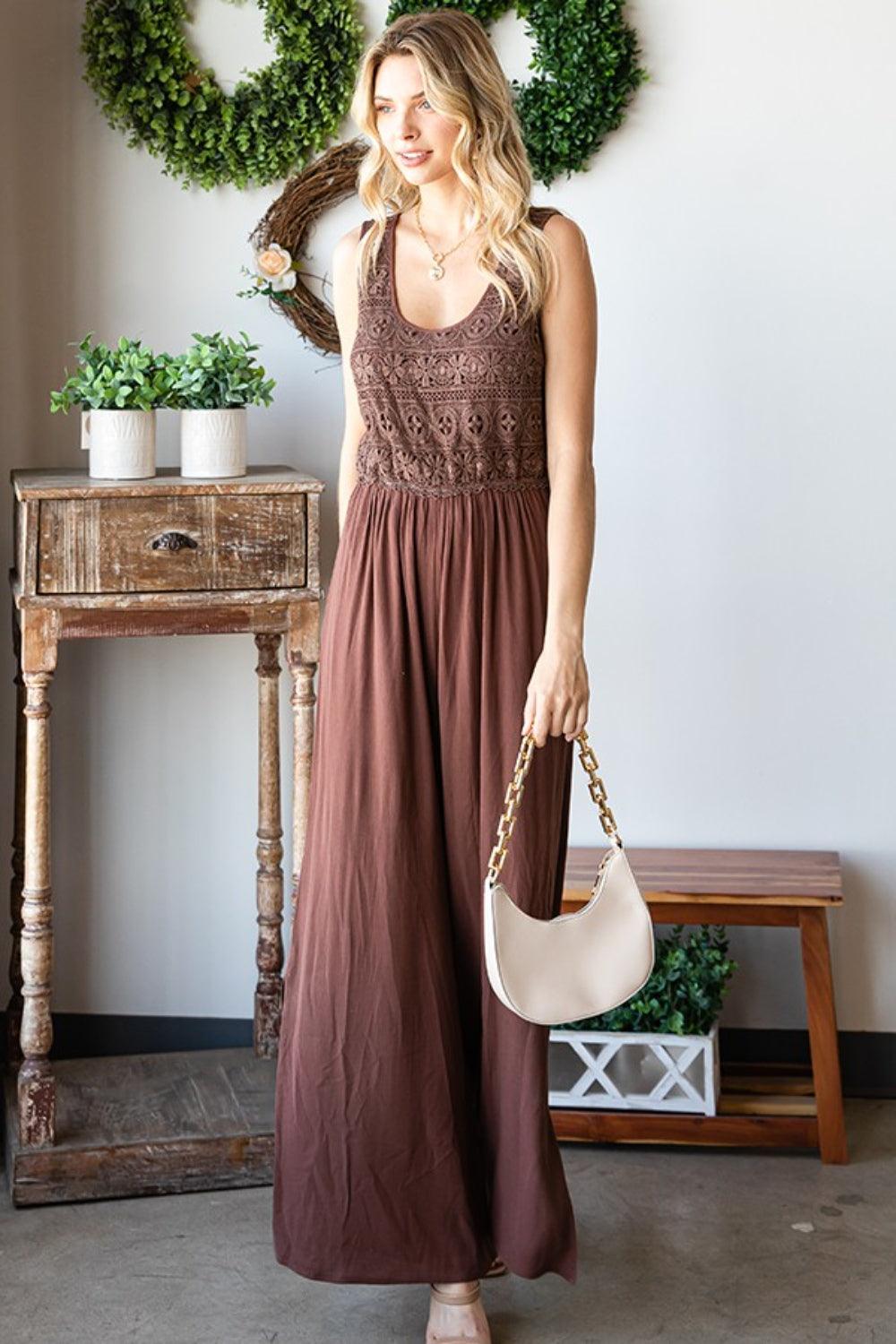 First Love Tie Back Sleeveless Slit Wide Leg Jumpsuit Carauana Store