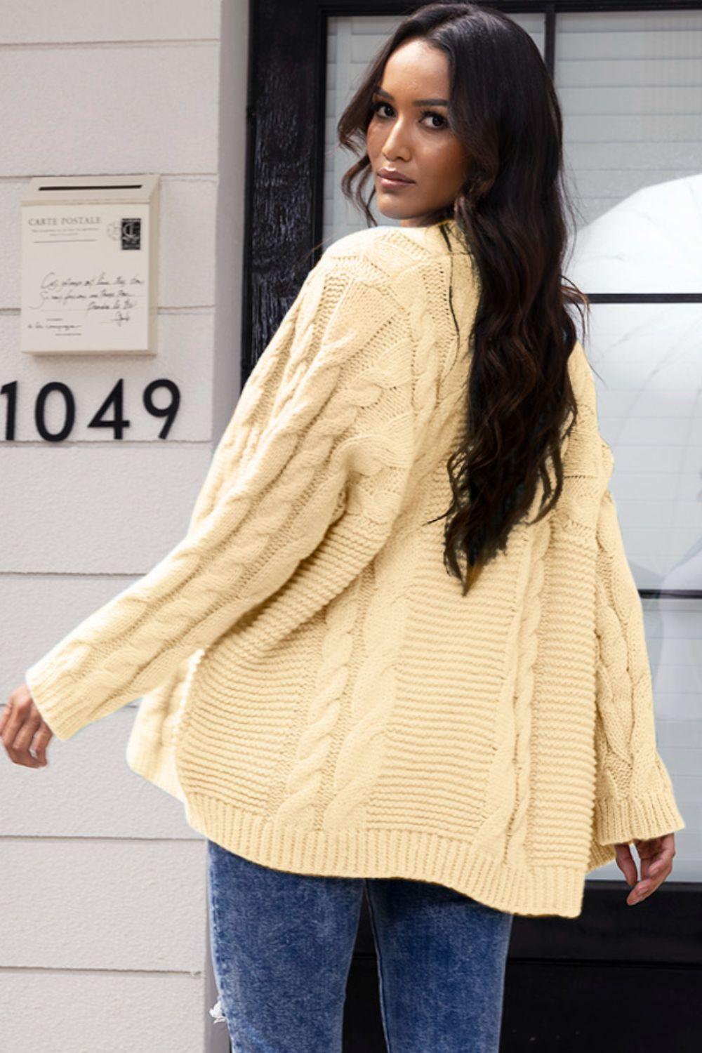 Open Front Cable-Knit Cardigan Carauana Store