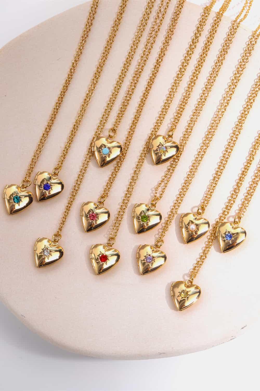 Zircon Heart Shape 14K Gold-Plated Pendant Necklace Carauana Store