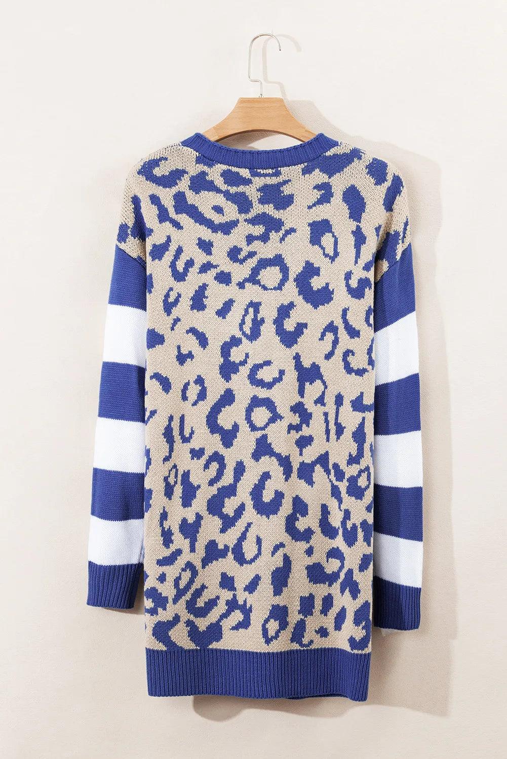 Leopard Open Front Long Sleeve Cardigan Carauana Store