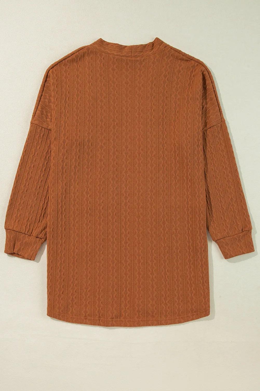 Textured Pocketed Open Front Long Sleeve Cover Up Carauana Store