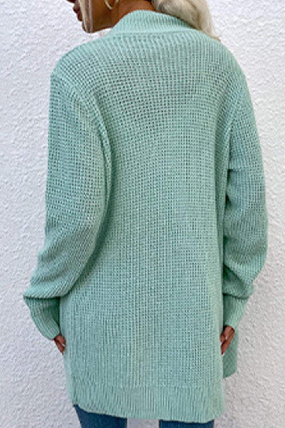 Open Front Rib-Knit Cardigan with Pockets Carauana Store