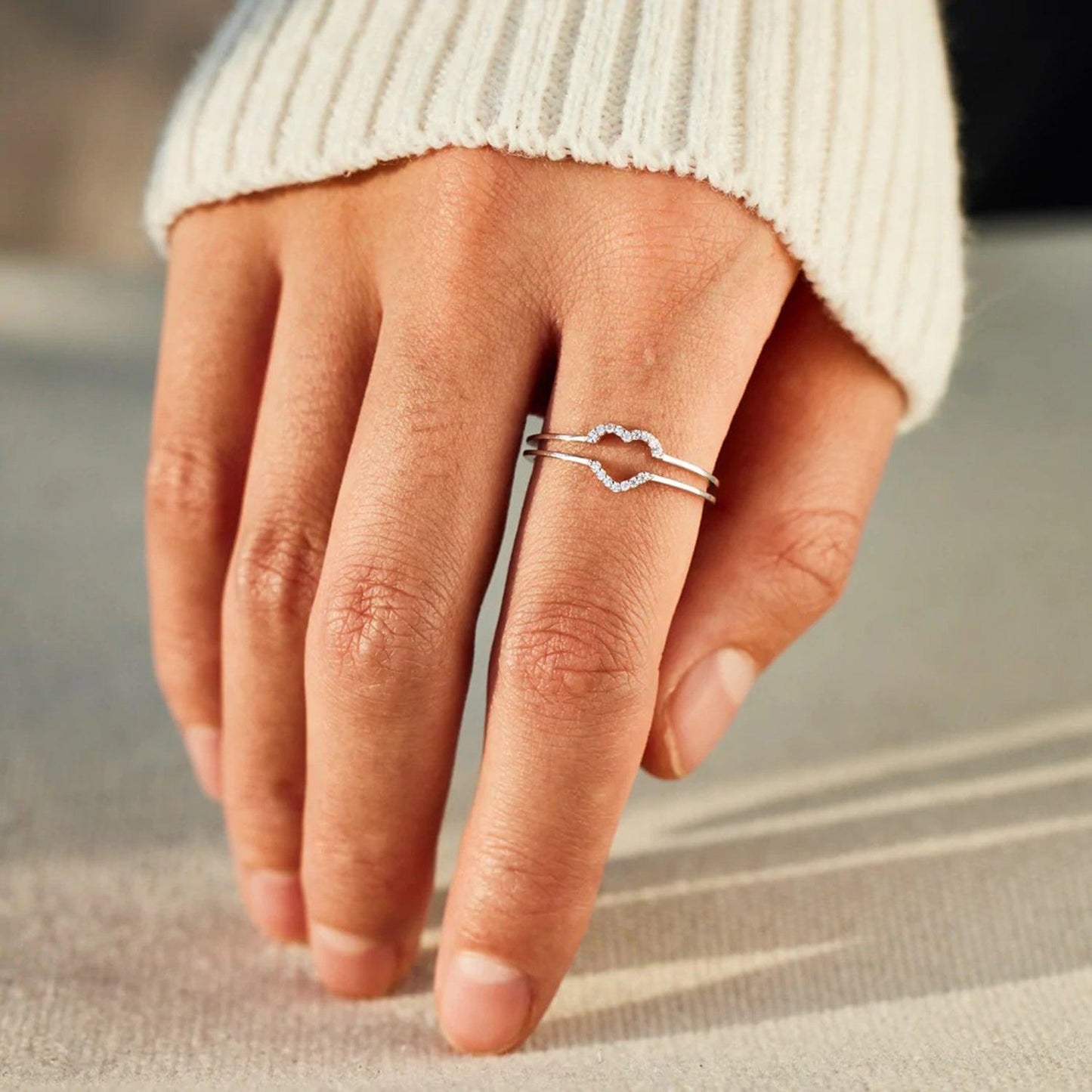 925 Sterling Silver Inlaid Zircon Heart Ring Carauana Store