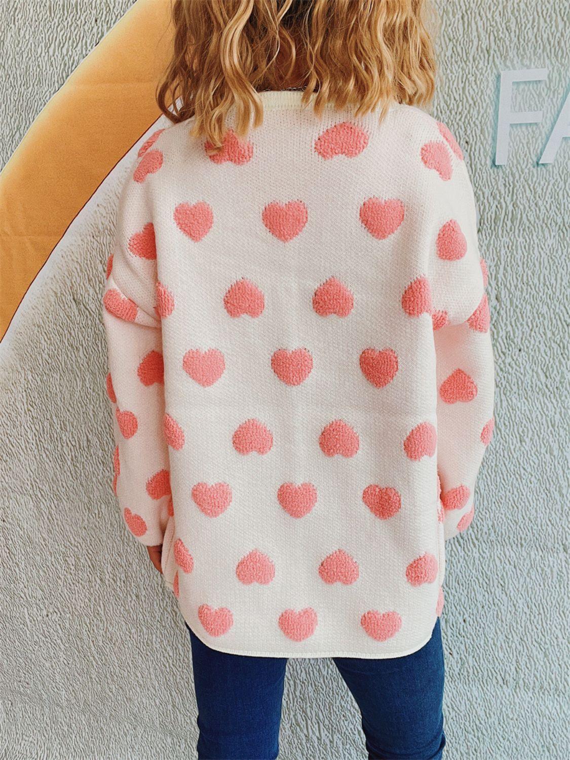 Heart Button Up Long Sleeve Cardigan Carauana Store