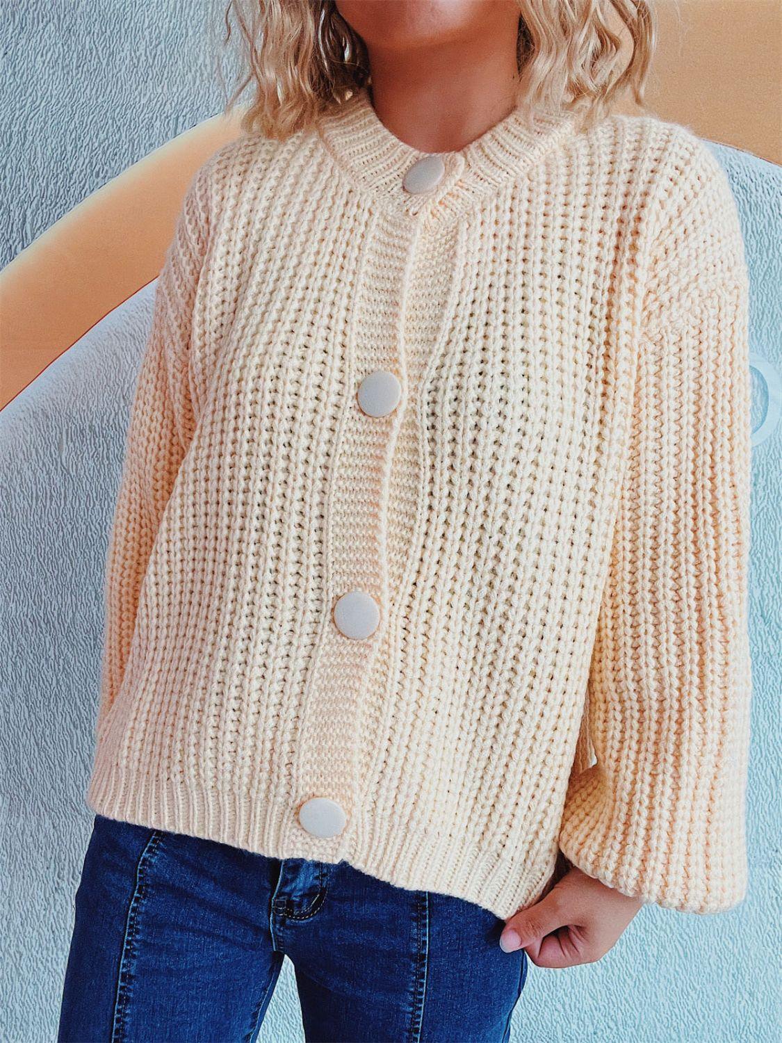Button Up Long Sleeve Cardigan Carauana Store