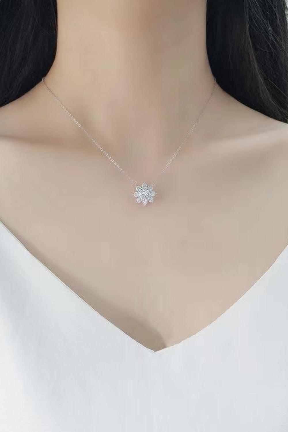 1 Carat Moissanite Floral Pendant Necklace Carauana Store