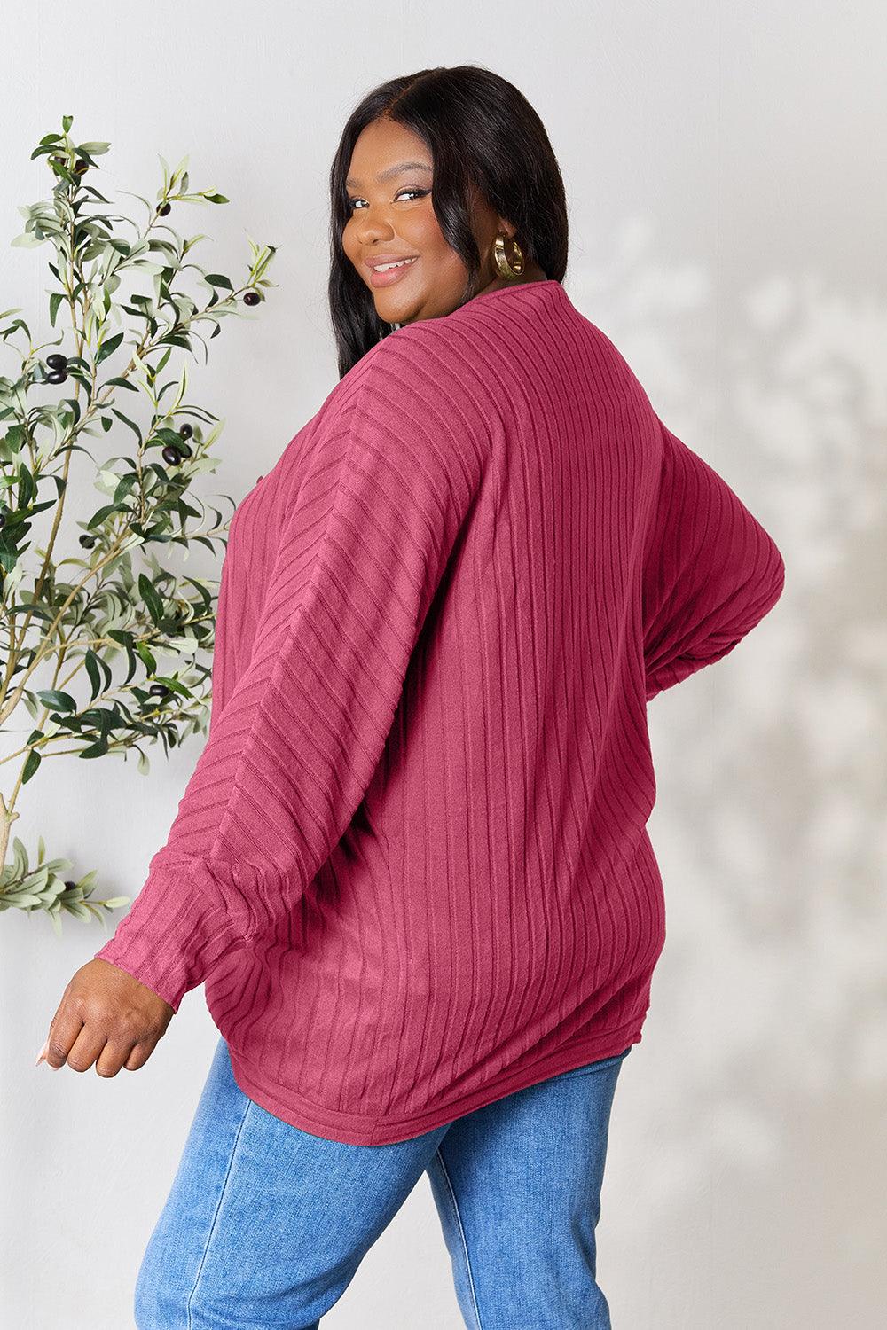 Basic Bae Full Size Ribbed Cocoon Cardigan Carauana Store