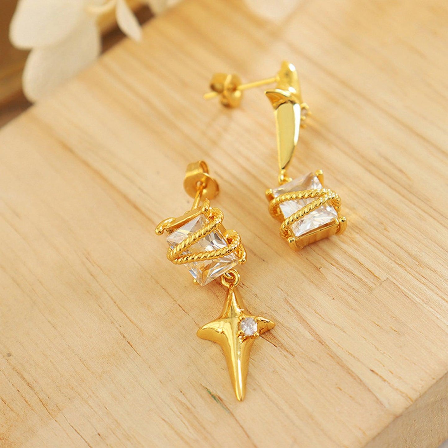 Zircon Copper Geometric Drop Earrings Carauana Store