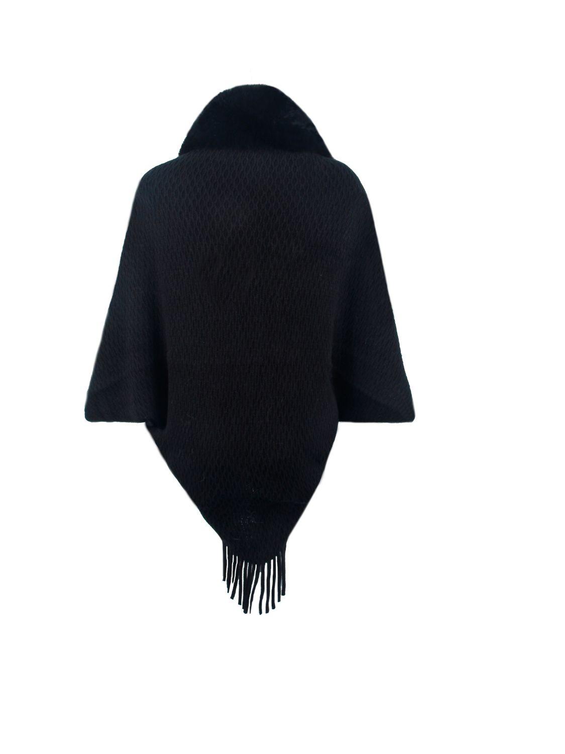 Open Front Fringe Hem Poncho Carauana Store