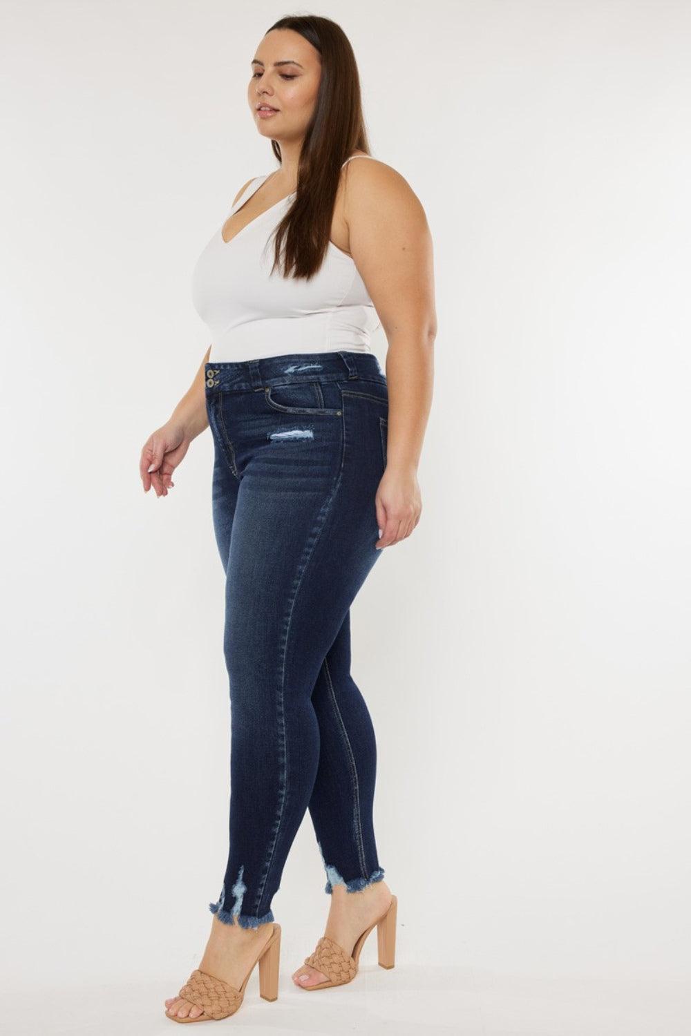 Kancan Full Size Cat's Whiskers Raw Hem High Waist Jeans Carauana Store