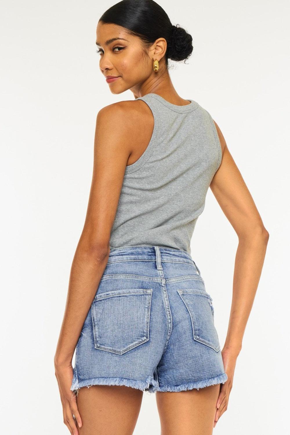 Kancan Distressed Raw Hem Denim Shorts Carauana Store