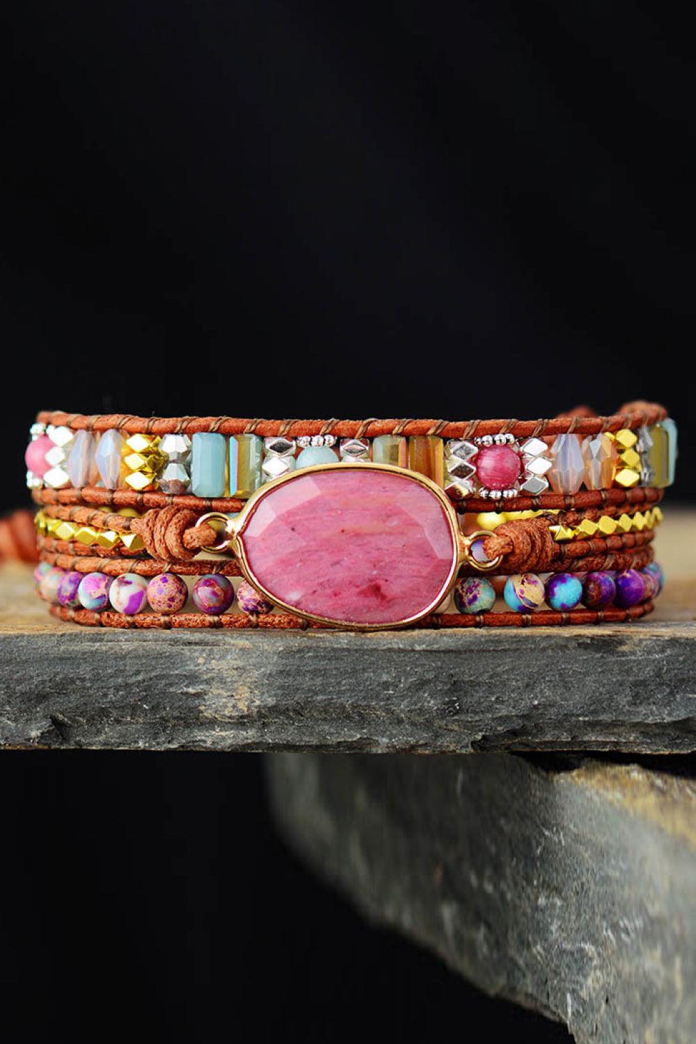 Handmade Crystal Beaded Natural Stone Bracelet Carauana Store