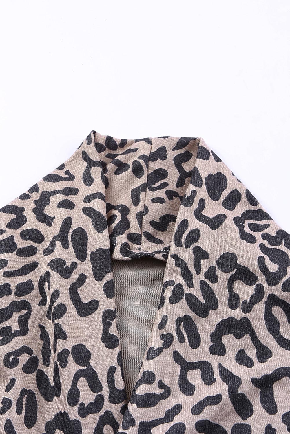 Leopard Open Front Long Sleeve Cover-Up Carauana Store