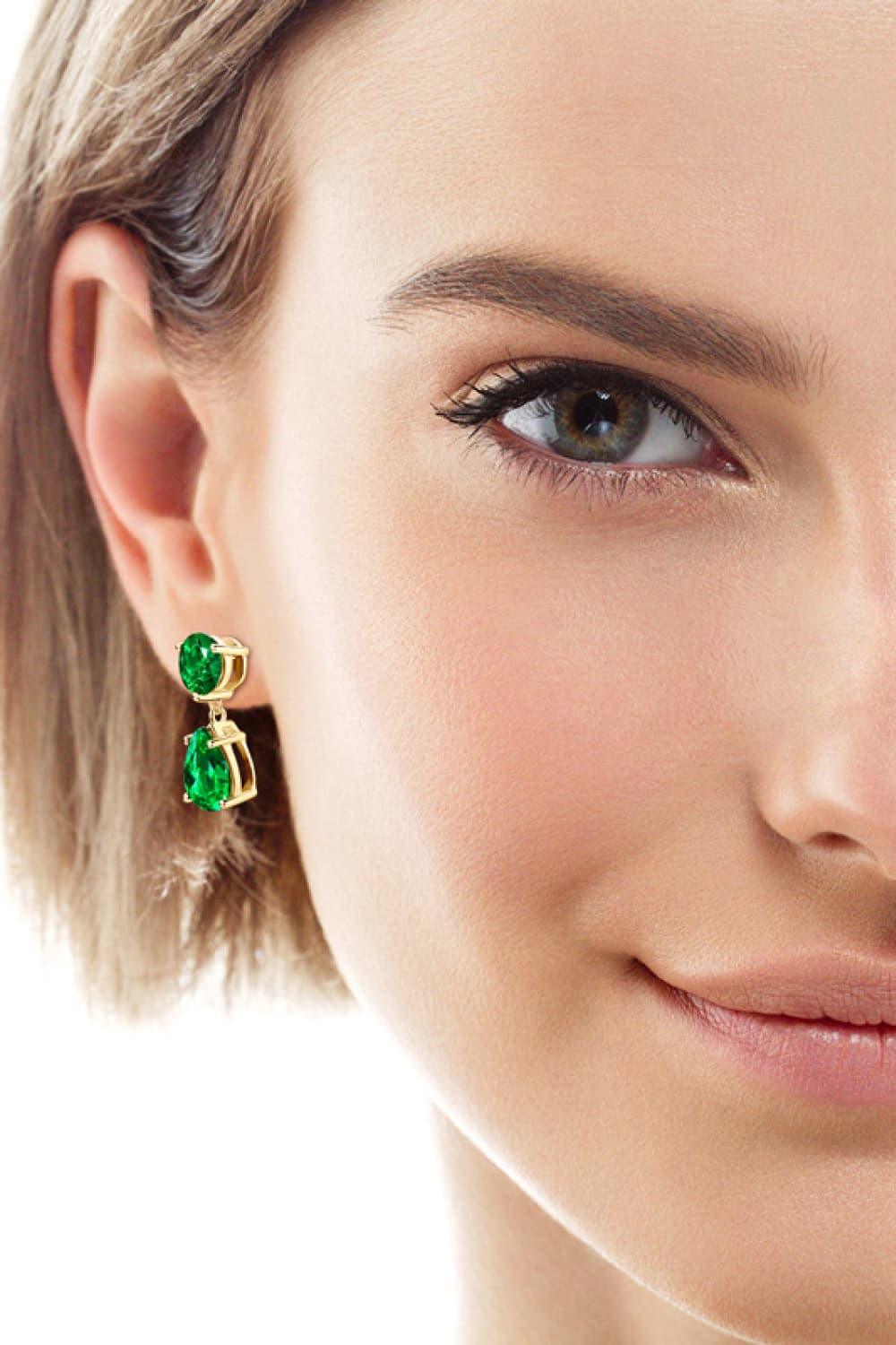 Lab-Grown Emerald Drop Earrings Carauana Store
