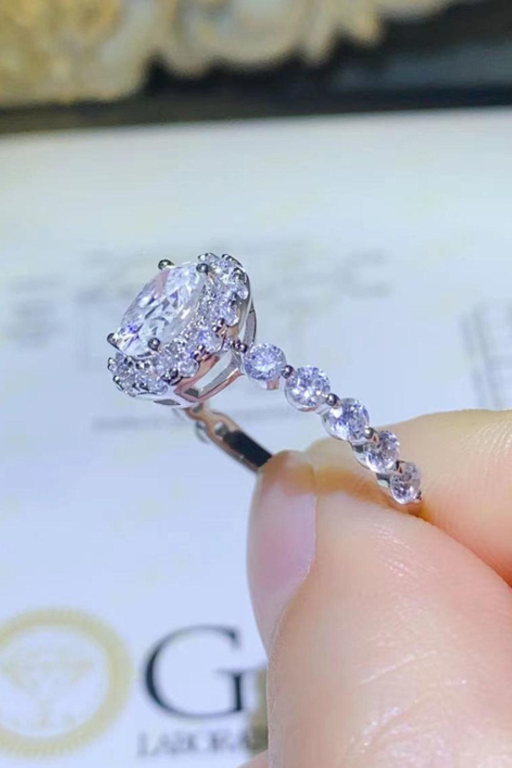 Adored 1 Carat Moissanite 925 Sterling Silver Halo Ring Carauana Store