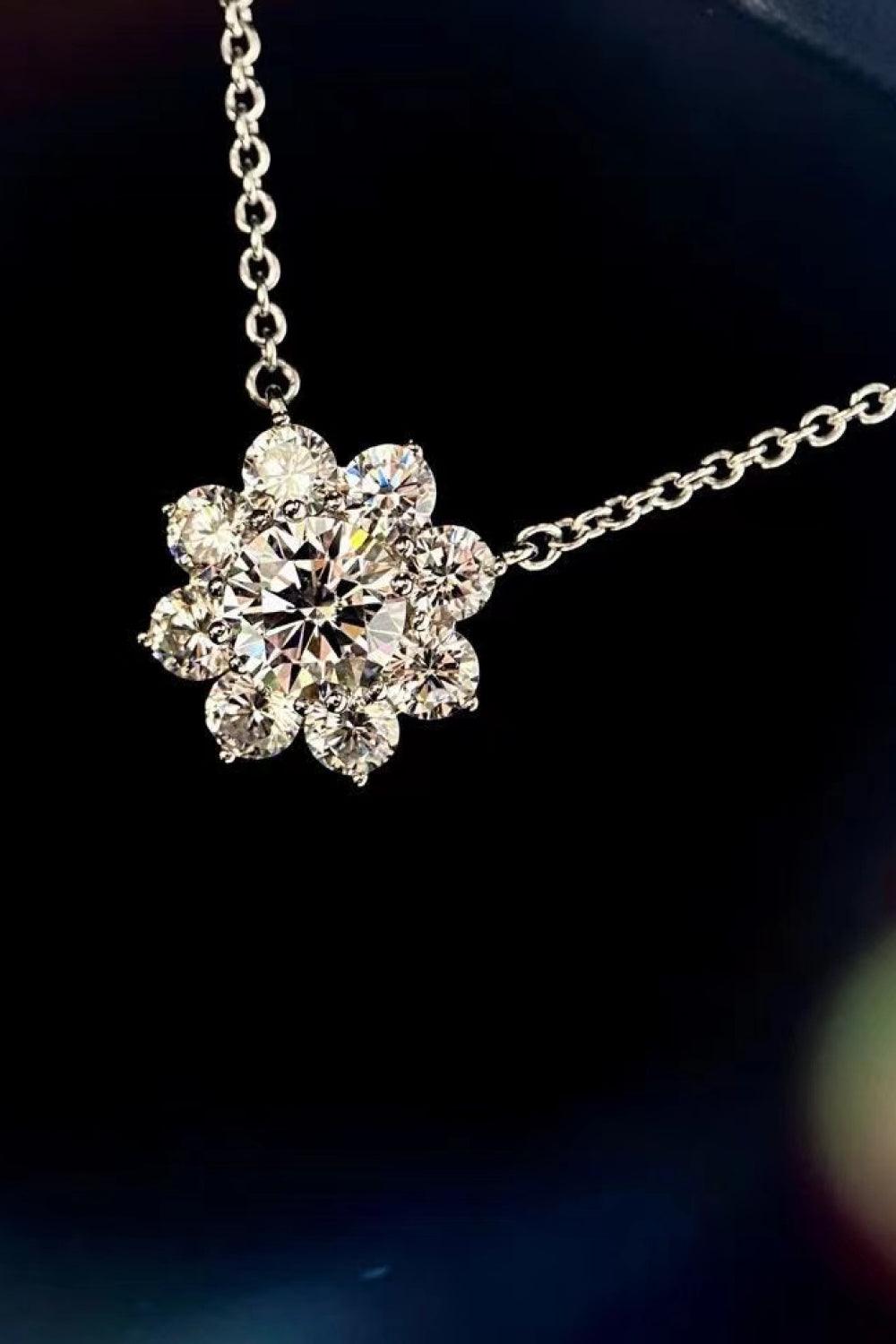 1 Carat Moissanite Floral Pendant Necklace Carauana Store