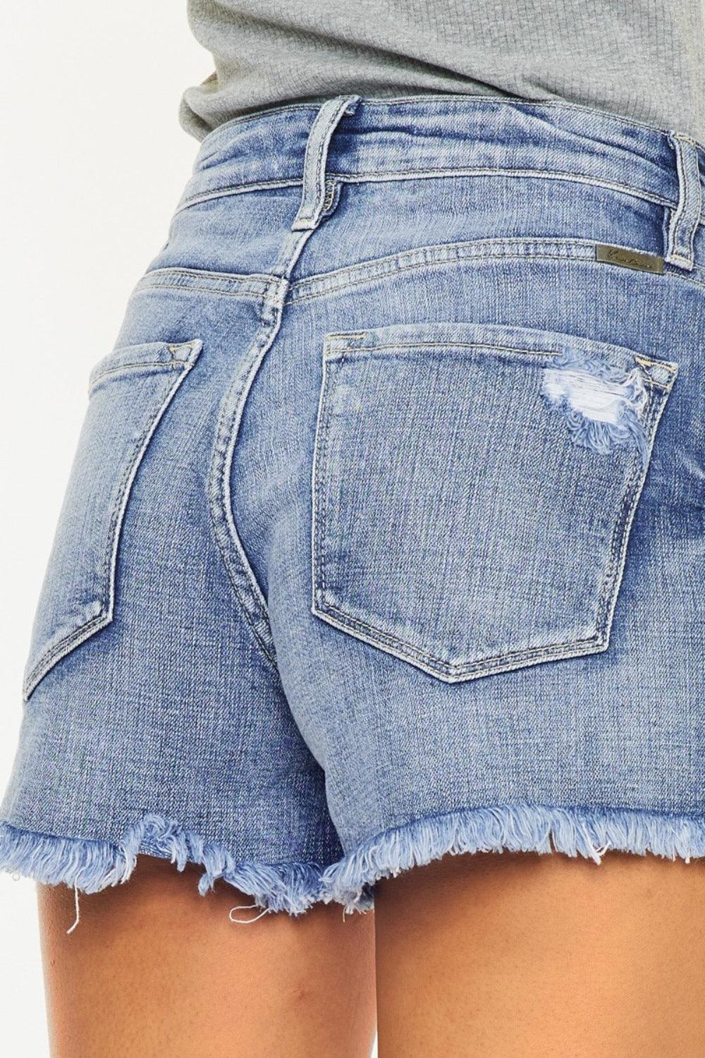 Kancan Distressed Raw Hem Denim Shorts Carauana Store