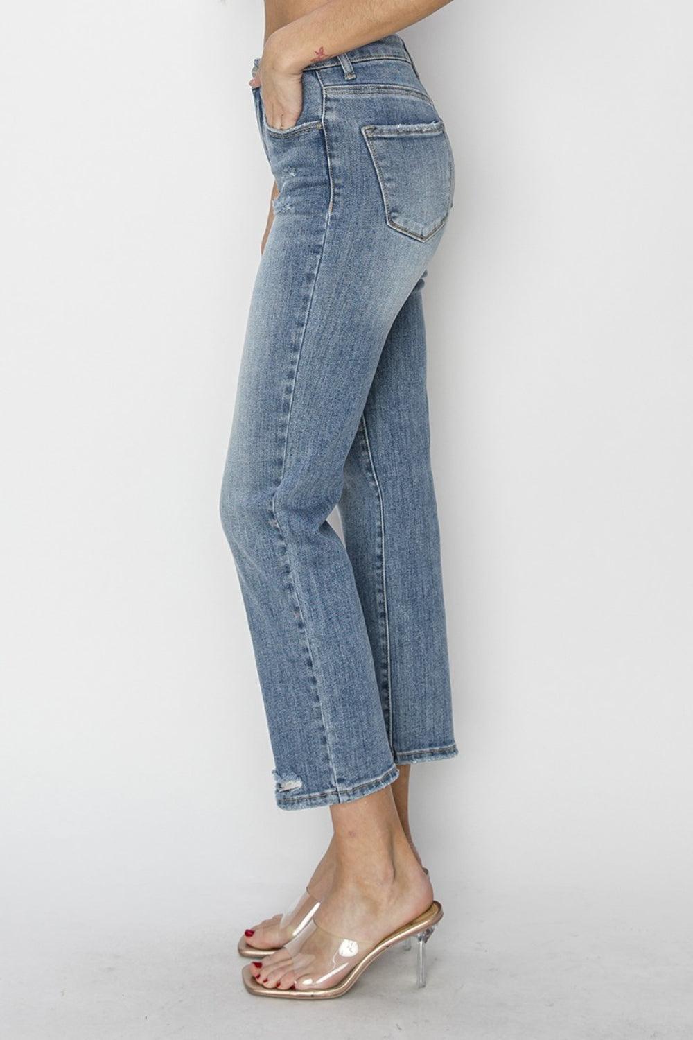 RISEN Full Size High Waist Distressed Cropped Jeans Carauana Store