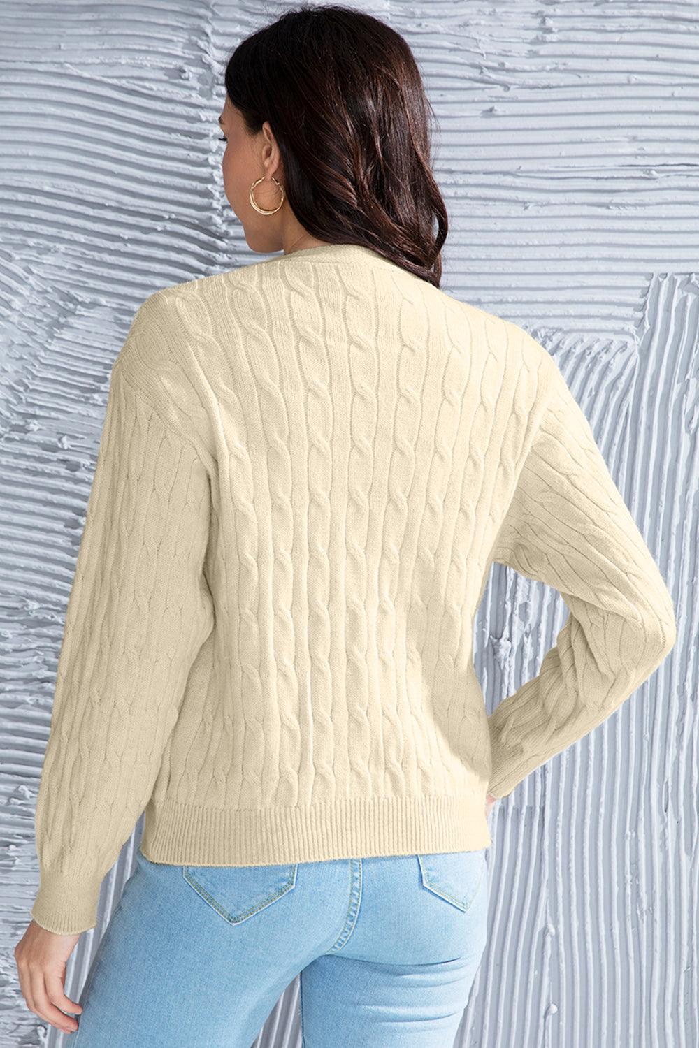 Cable-Knit Button Up Dropped Shoulder Cardigan Carauana Store