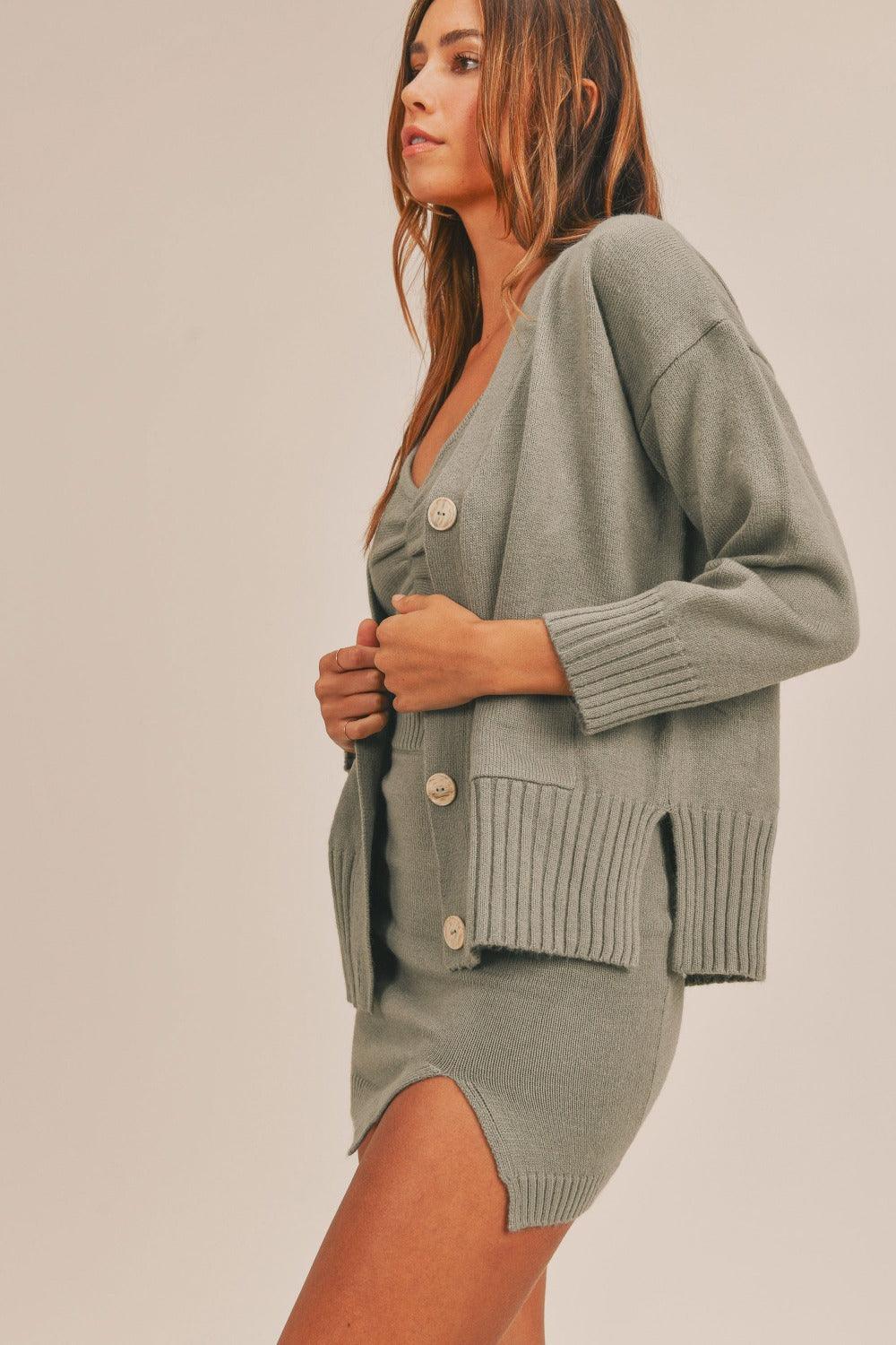 MABLE 3 Pieces Sweater Set with Crop Cami, Mini Skirt, Cardigan Carauana Store