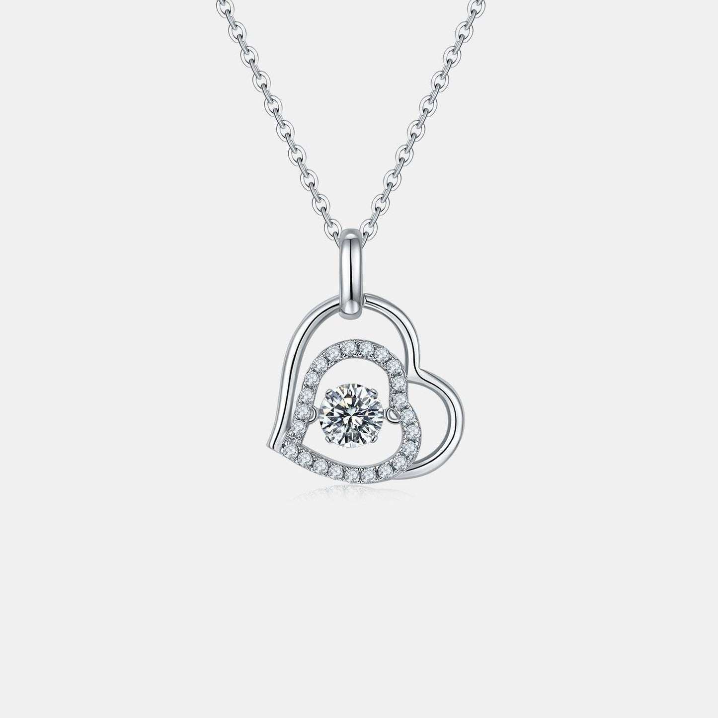 Moissanite 925 Sterling Silver Heart Necklace Carauana Store