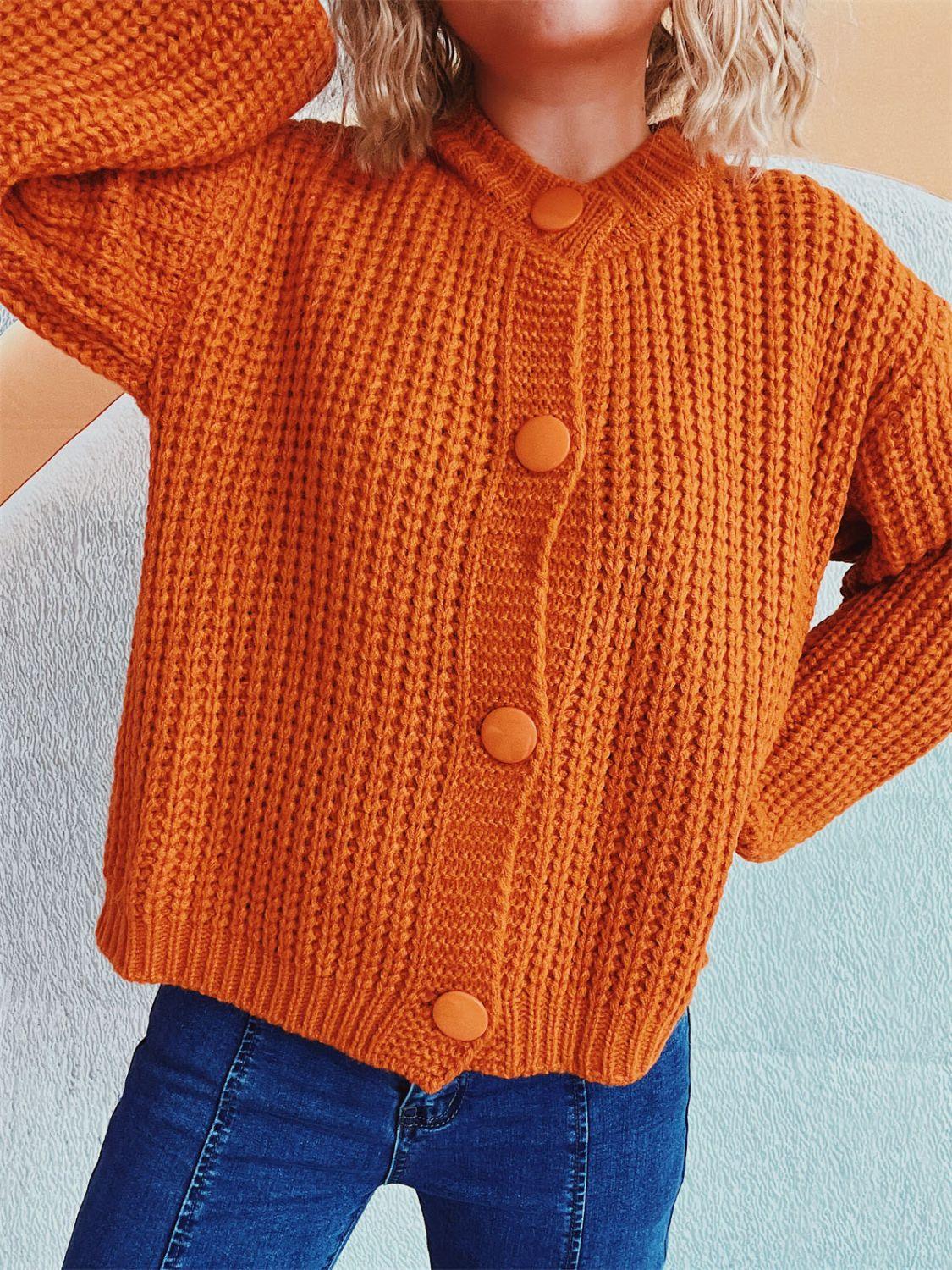 Button Up Long Sleeve Cardigan Carauana Store