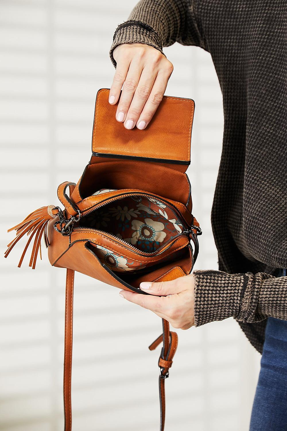 SHOMICO PU Leather Crossbody Bag with Tassel Carauana Store