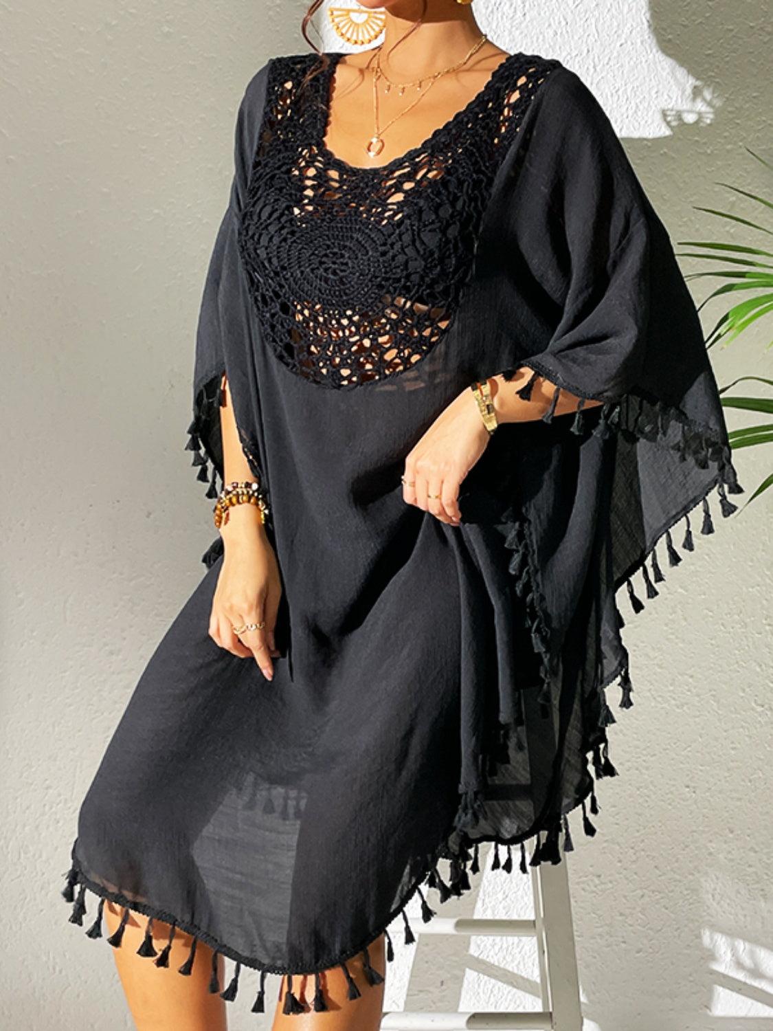 Tassel Cutout Scoop Neck Cover-Up Dress Carauana Store
