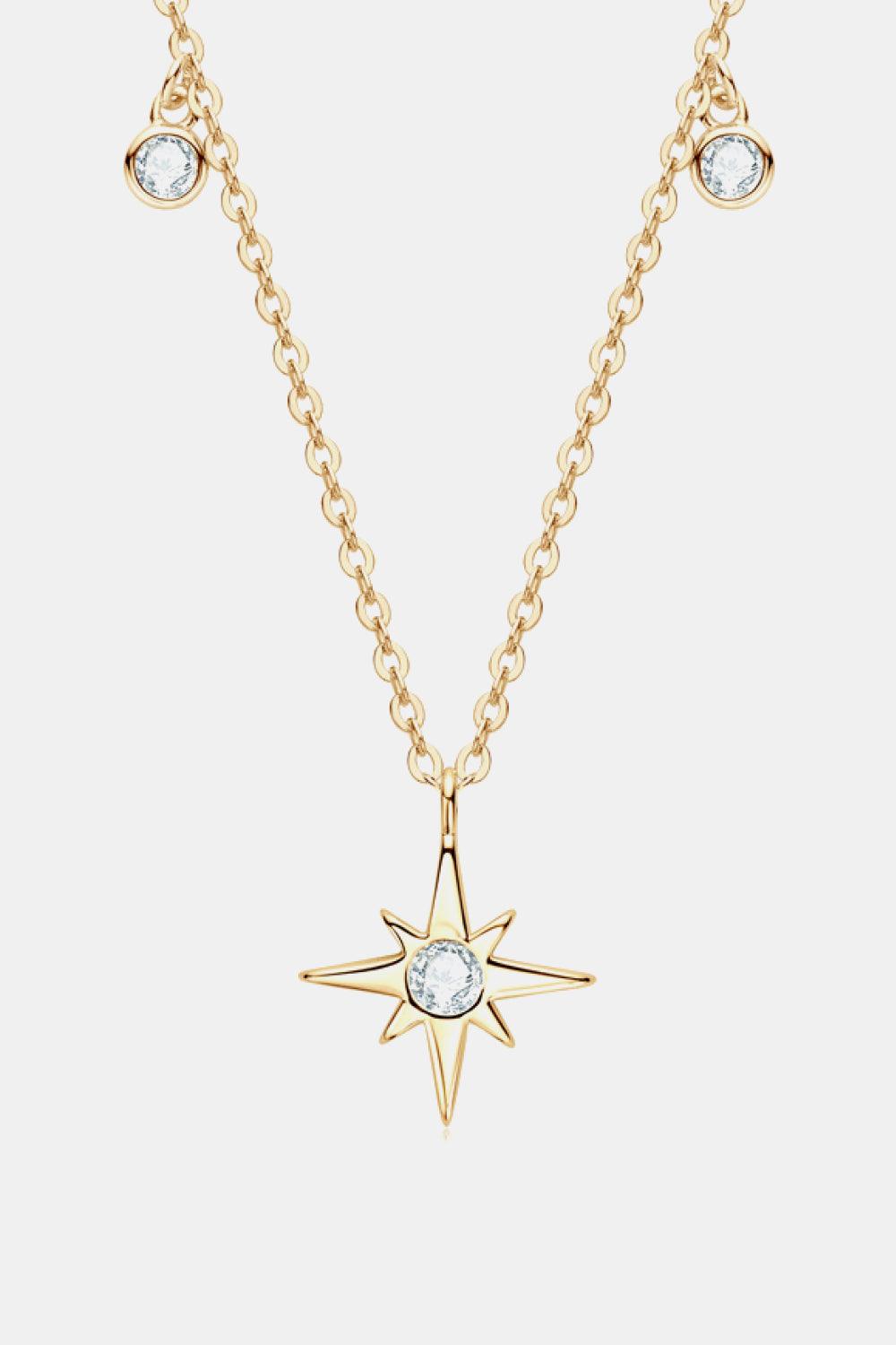Moissanite North Star Pendant 925 Sterling Silver Necklace Carauana Store
