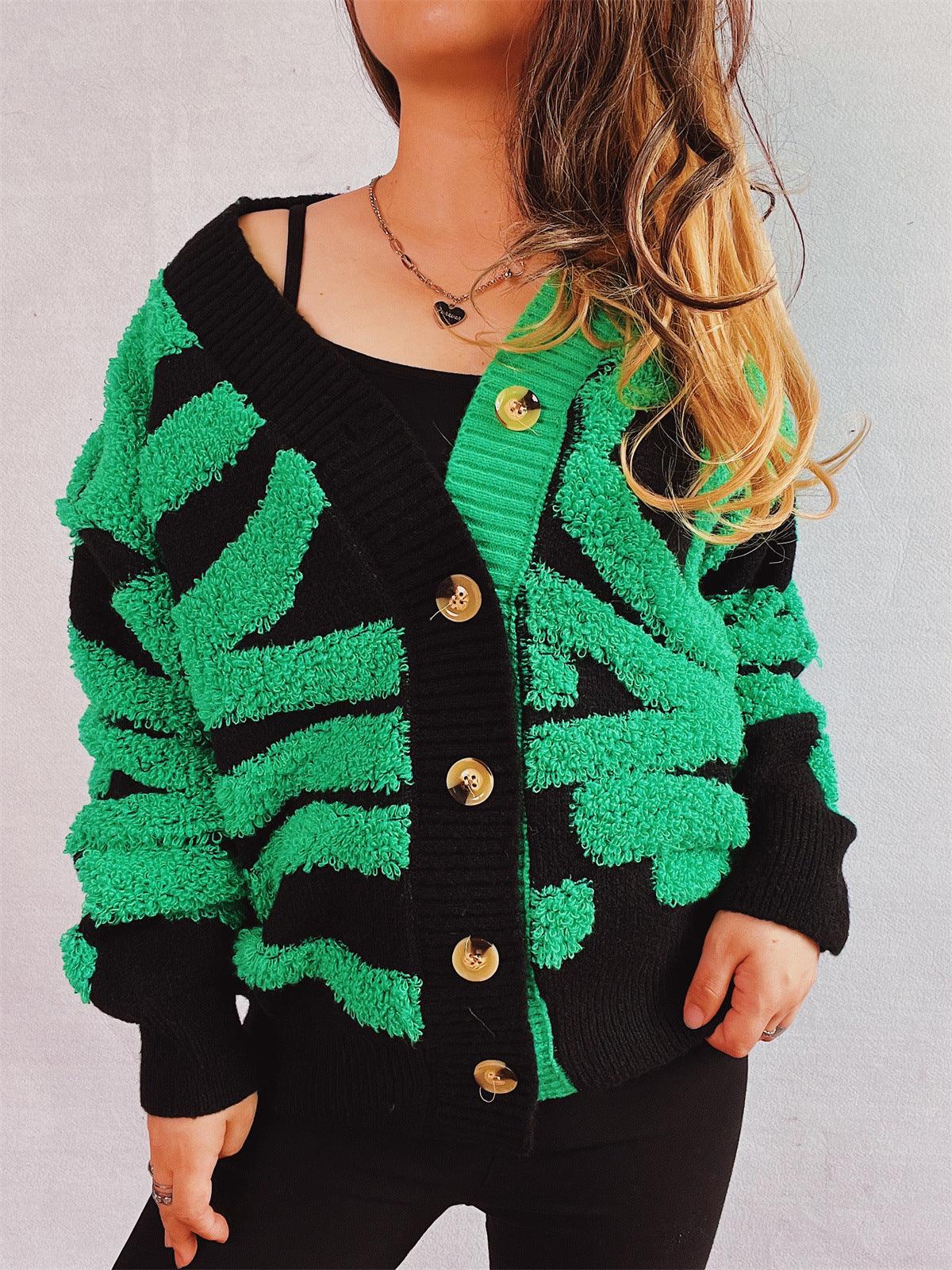 Contrast Button Up Long Sleeve Cardigan Carauana Store