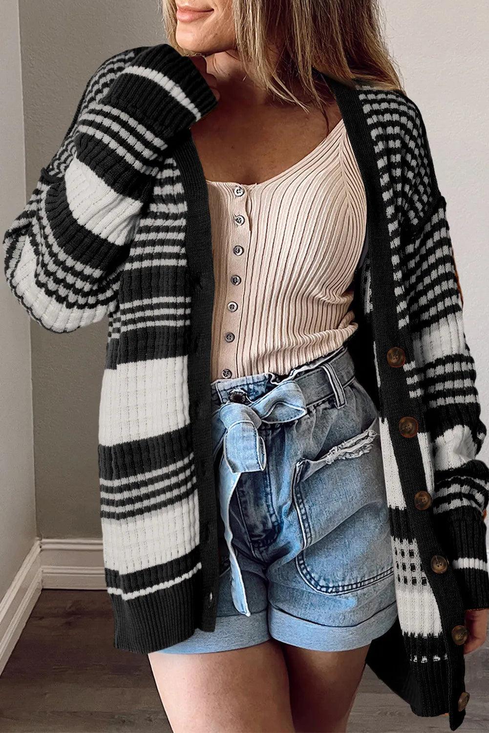 Striped Button Down Cardigan Carauana Store