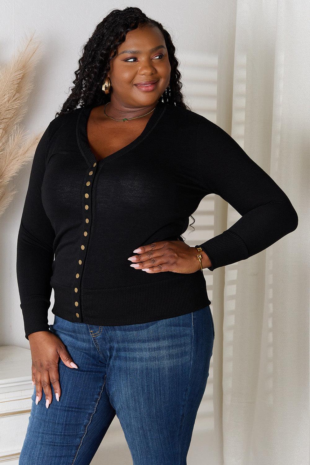 Zenana Full Size V-Neck Long Sleeve Cardigan Carauana Store