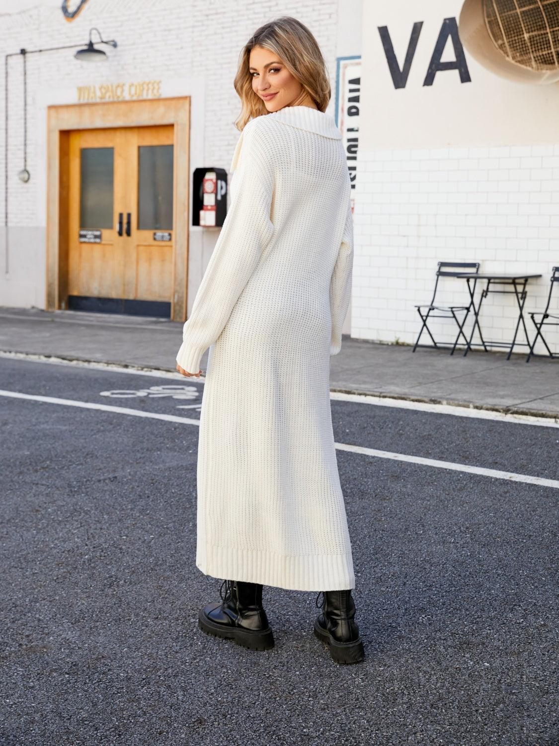 Full Size Collared Open Front Duster Cardigan Carauana Store