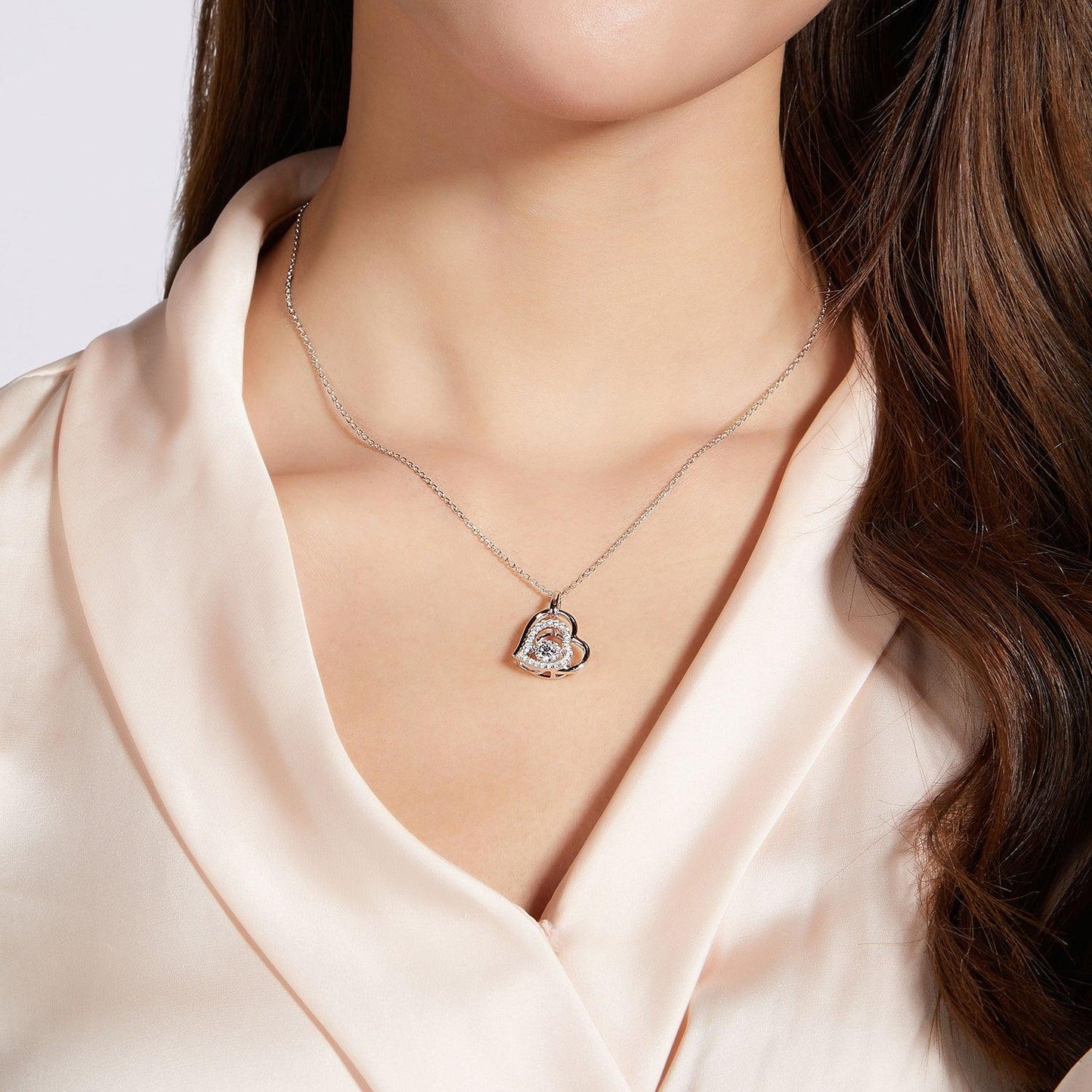 Moissanite 925 Sterling Silver Heart Necklace Carauana Store