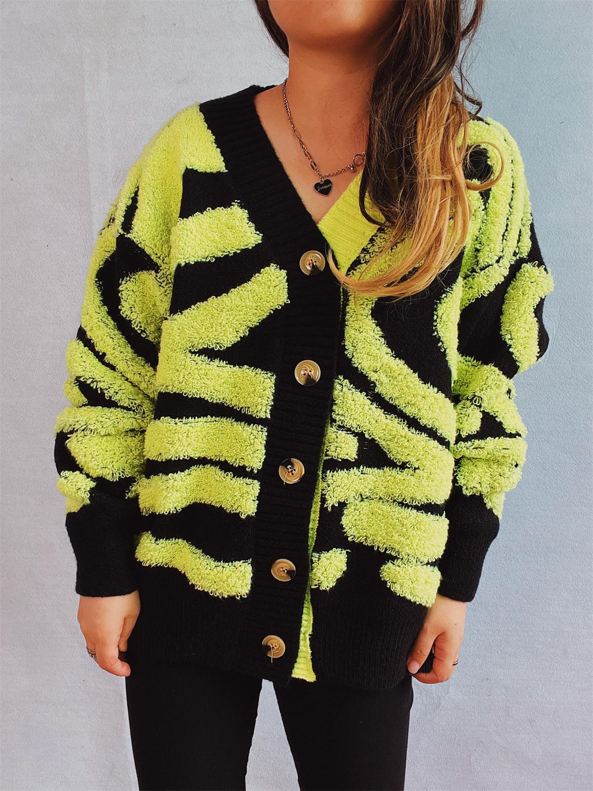 Contrast Button Up Long Sleeve Cardigan Carauana Store