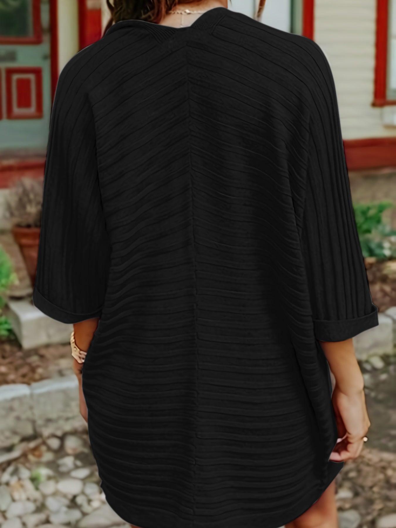 Striped Open Front Knit Cardigan Carauana Store