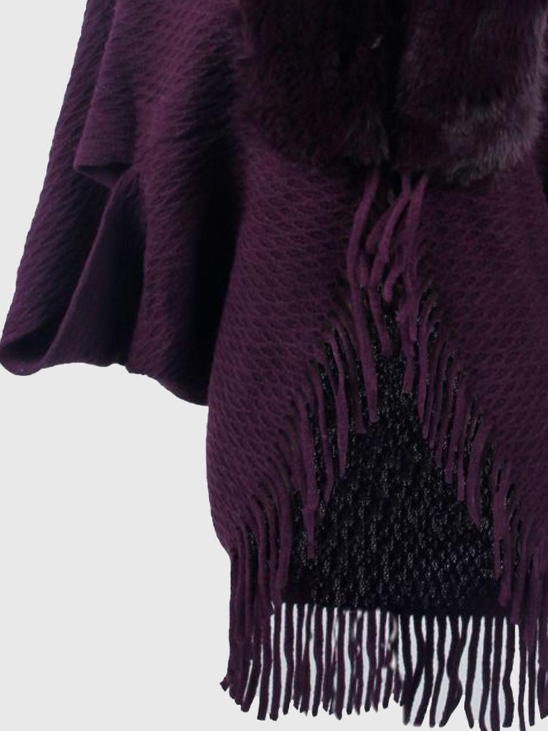 Open Front Fringe Hem Poncho Carauana Store