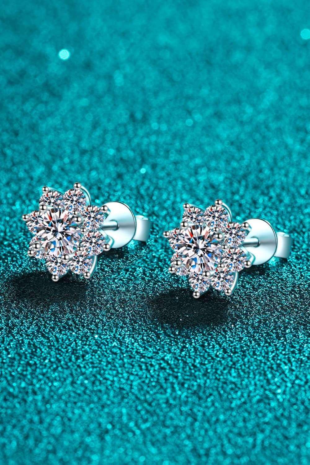 1 Carat Moissanite 925 Sterling Silver Flower Earrings Carauana Store