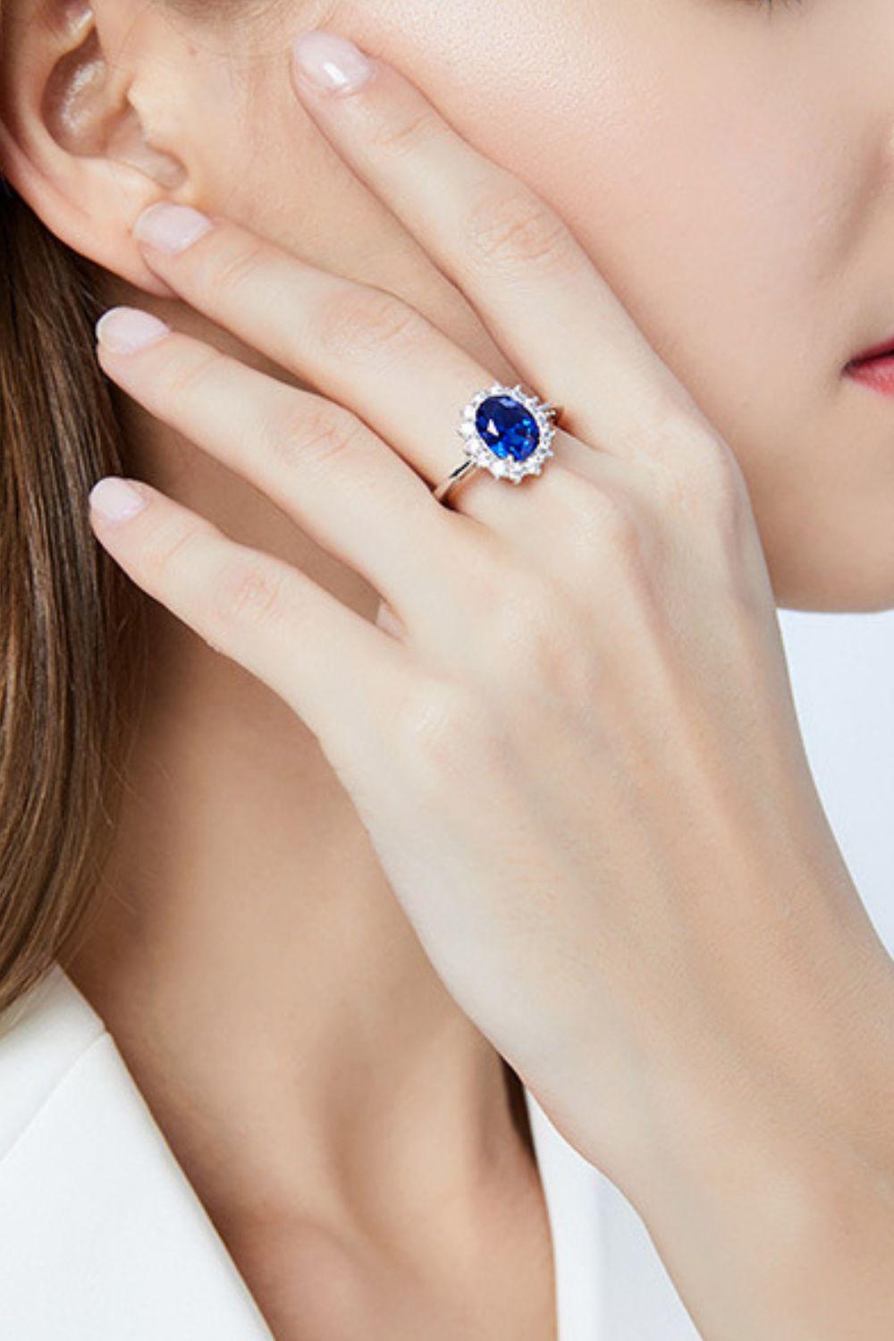 Synthetic Sapphire 925 Sterling Silver Ring Carauana Store