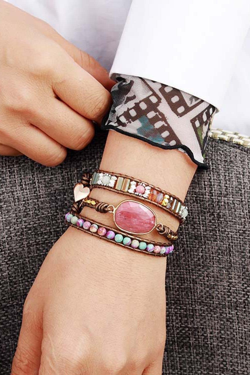 Handmade Crystal Beaded Natural Stone Bracelet Carauana Store