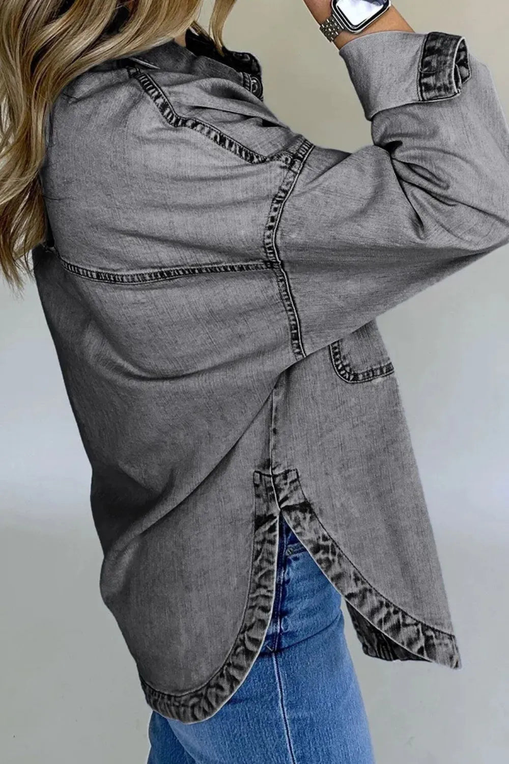 Button Up Long Sleeve Denim Jacket Carauana Store