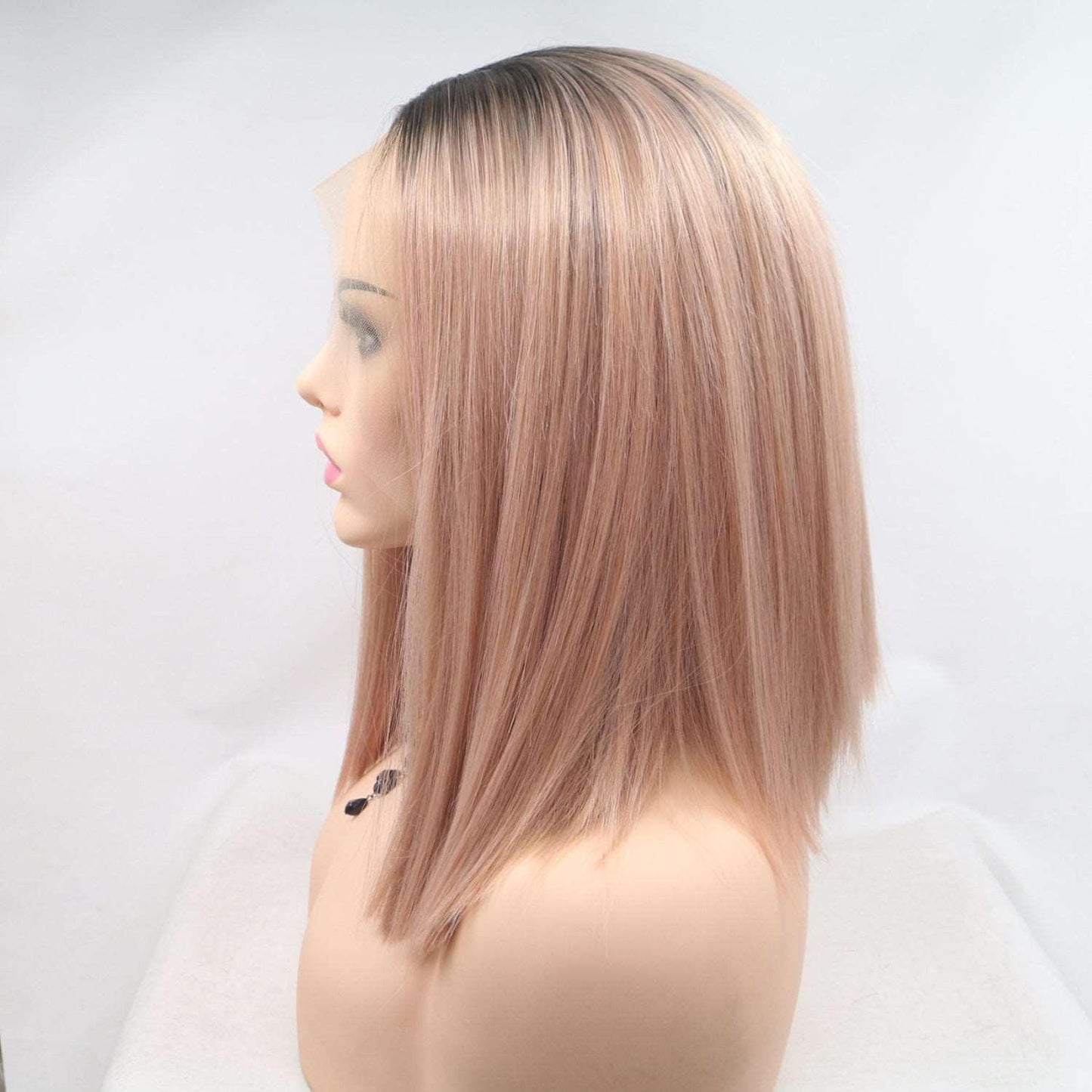 13*3" Lace Front Wigs Synthetic Mid-length Straight 12" 130% Density Carauana Store